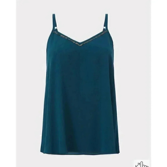NWT Torrid Deep Teal Chiffon Sequin Cami Sz 00 (10) - Picture 2 of 5